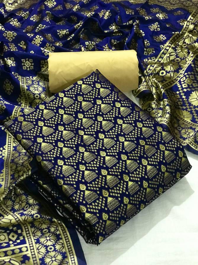 Banarasi Silk 55 Festive Wear Banarasi Silk Dress Material Collection